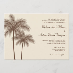 Brown Palm Tree Tropical Wedding Invitations