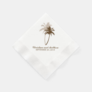 Brown Palm Trees Beach Wedding Napkin