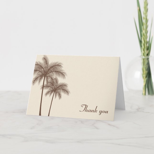 Brown Palm Trees Tropical Thank You Card (Front)