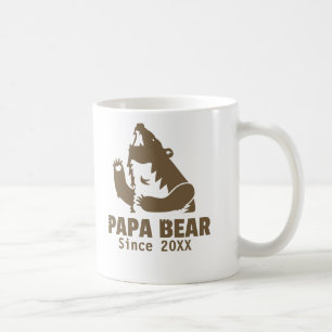 Brown Papa Bear Since Year of Fatherhood Dad Mug