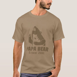 Brown Papa Bear Since Year of Fatherhood For Dad T-Shirt