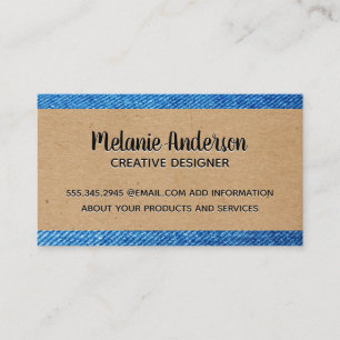 Brown Paper and Denim Material Business Card