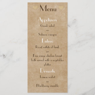 Brown Paper Bag Rustic Heart Wedding Menu List