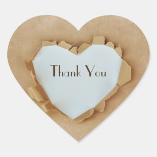 Brown Paper Bag Rustic Heart Wedding Party Heart Sticker