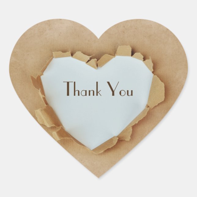 Brown Paper Bag Rustic Heart Wedding Party Heart Sticker (Front)