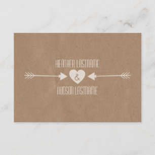 Brown Paper Inspired White Arrows Wedding R.S.V.P. RSVP Card