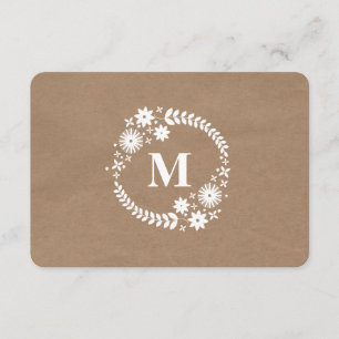 Brown Paper Inspired White Wreath Monogram RSVP