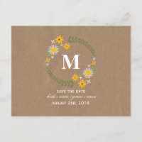 Brown Paper Inspired Wildflower Monogram Save Date