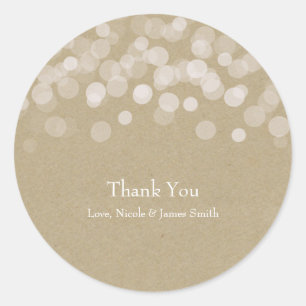 Brown Paper Simple Rustic Wedding Favour Classic Round Sticker