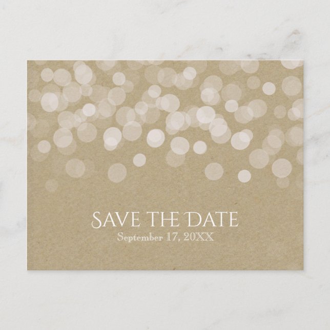 Brown Paper Simple Rustic Wedding Save The Date Announcement Postcard (Front)