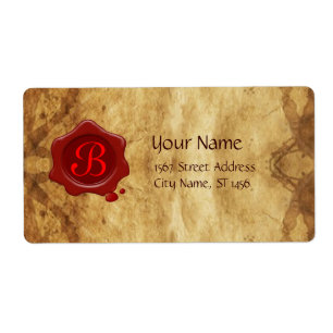 BROWN PARCHMENT AND RED WAX SEAL MONOGRAM