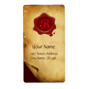 BROWN PARCHMENT , RED WAX SEAL MONOGRAM