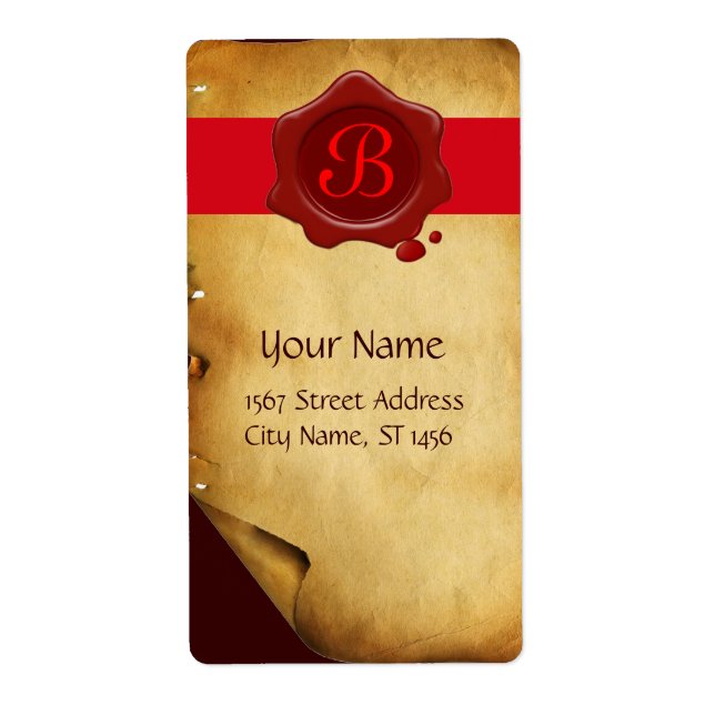 BROWN PARCHMENT , RED WAX SEAL MONOGRAM (Front)