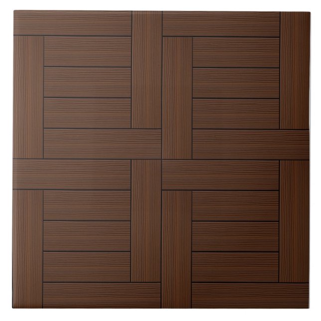 Brown Parquet Pattern Ceramic Tile (Front)