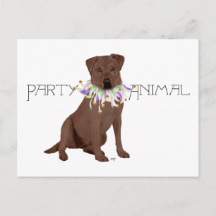 Brown Party Animal Labrador Retriever Invitation Postcard