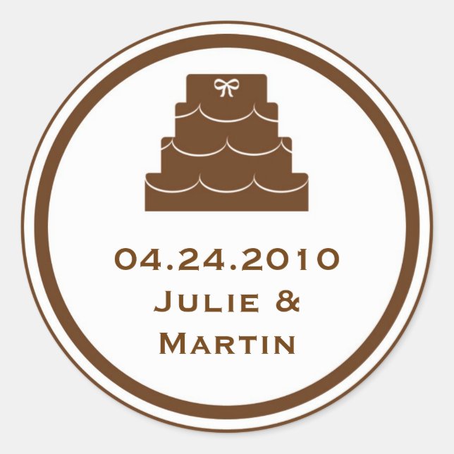 Brown party cake wedding favour tag seal label (Front)
