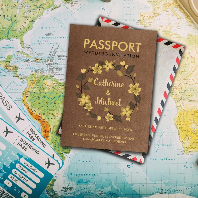 Brown Passport Destination Wedding Invitation (Creator Uploaded)