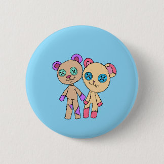 Brown Patchwork Bears Button