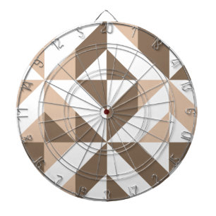 Brown Patchwork Geometric Deco Cube Pattern Dartboard