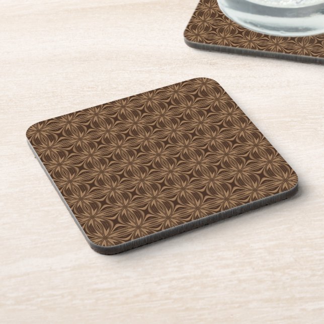 Brown Pattern Plastic Cork Back Coaster Set (Left Side)