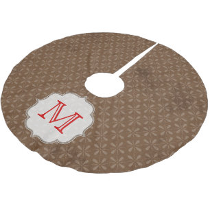 Brown Pattern Winter Monogram Initial Tree Skirt