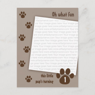 Brown Paw Birthday Invitation