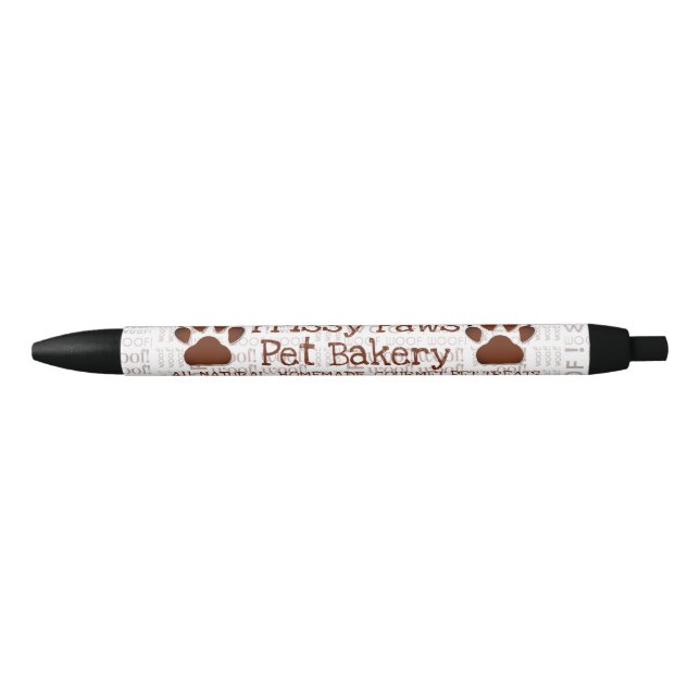 Brown Paw Business Name and Woof Art Black Ink Pen (Front)