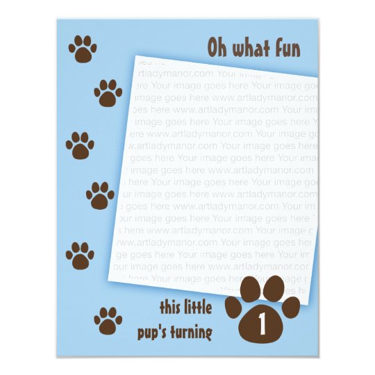 Brown Paw Print on Blue Birthday Card