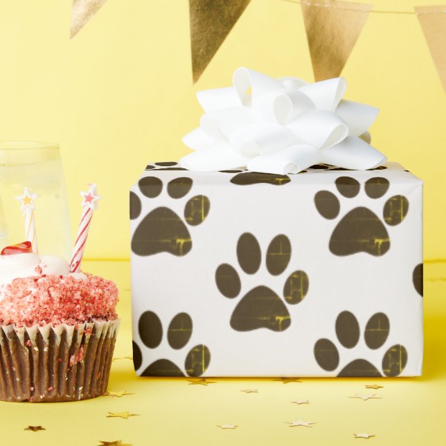 brown paw prints wrapping paper (Birthday Party)