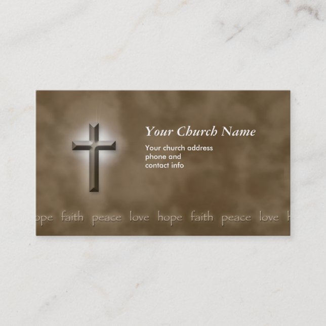 Brown Peace Love Faith Christian Business Card (Front)