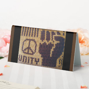 Brown Peace Sign Unity Fist Designer Crochet Print