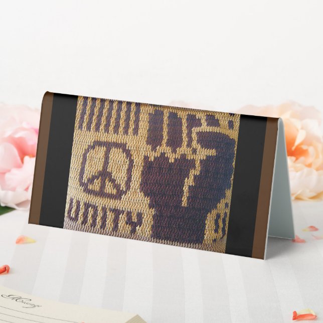 Brown Peace Sign Unity Fist Designer Crochet Print (In SItu (Wedding))
