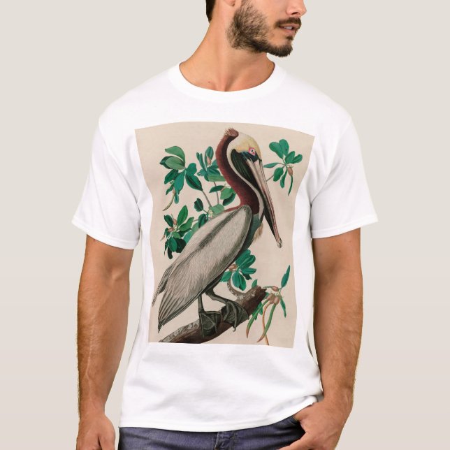 Brown Pelican Birds of America Audubon Print T-Shirt (Front)