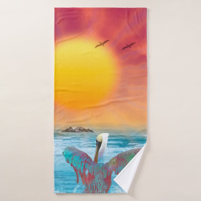 Brown Pelican ISLAND SUNSET Bath Towel (Bath Towel)