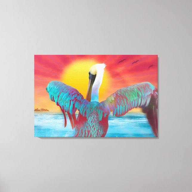 Brown Pelican ISLAND SUNSET Canvas Print (Front)