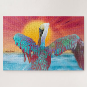 Brown Pelican ISLAND SUNSET Jigsaw Puzzle