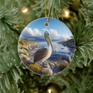 Brown Pelican Keepsake Ceramic Tree Decoration