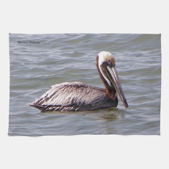 Brown Pelican kitchen towel (Horizontal)