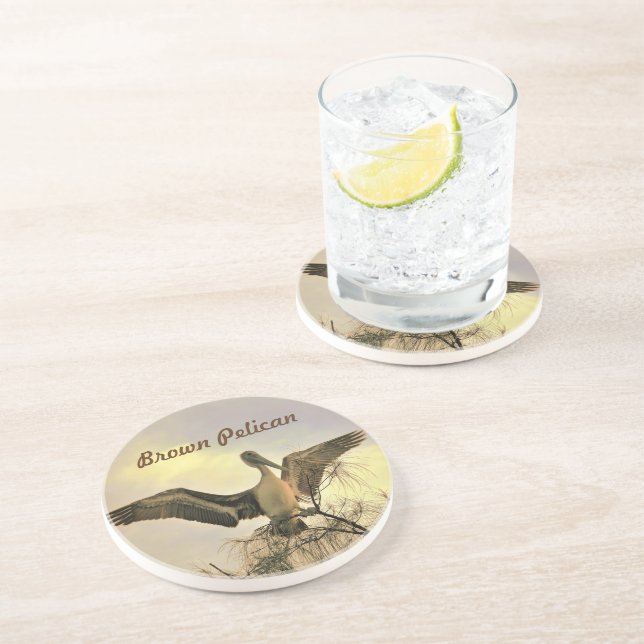 Brown Pelican Wing Spread Coaster (Side)