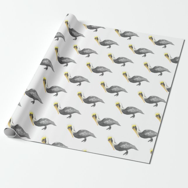 Brown Pelican Wrapping Paper (Unrolled)