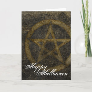 Brown Pentagram Happy Halloween Greeting Card 2