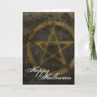 Brown Pentagram Happy Halloween Greeting Card 2