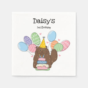 Brown Persian Cat Longhair Birthday Paper Napkins