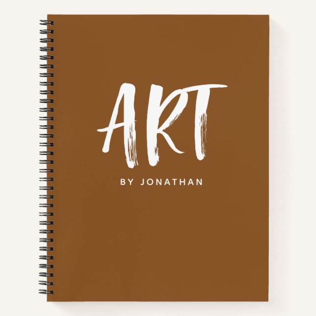 Brown Personalised Artist Sketchbook Your Name Notebook (Front)