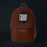 Brown | Personalised Corporate Logo and Text Printed Backpack<br><div class="desc">Classic Chocolate Brown | Personalised Corporate Logo and Text Modern Business Printed Backpack</div>