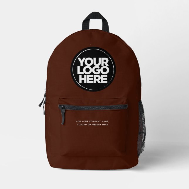 Brown | Personalised Corporate Logo and Text Printed Backpack (Front)