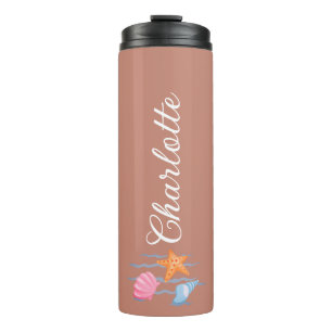 Brown Personalised Seashells Thermal Tumbler
