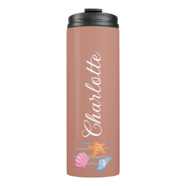 Brown Personalised Seashells  Thermal Tumbler (Front)