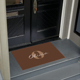 Brown Personalized Name Monogram Doormat