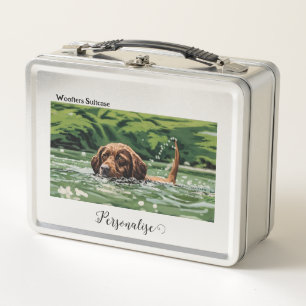Brown Pet Dog Woofter Vacation Suitcase Custom Metal Lunch Box